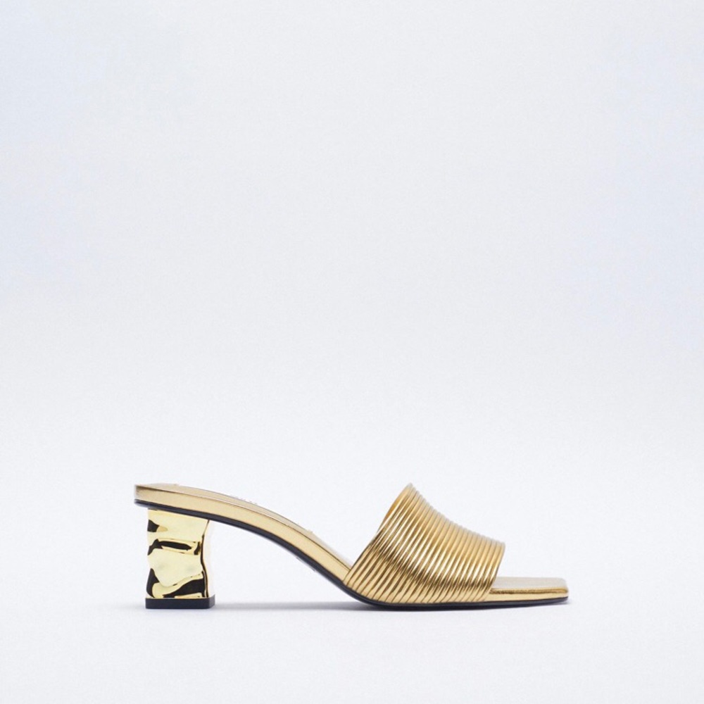 Zara Metallic Heeled Sandals NWT